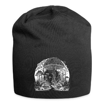 Cooles mystisch, magisches Pilz Motiv - Jersey-Beanie - Schwarz - Vorne