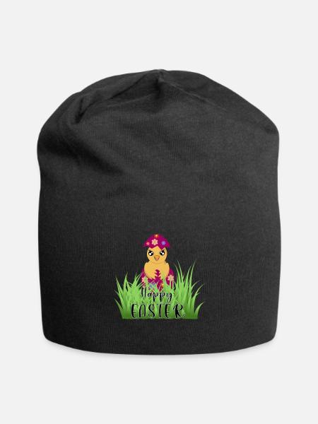 Gelbes Huhn - Jersey-Beanie - Schwarz