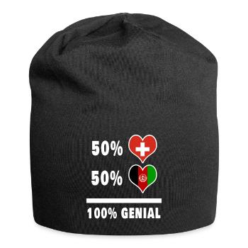 Afghanistan und Schweiz 100% Genial Flagge - Jersey-Beanie - Schwarz - Vorne
