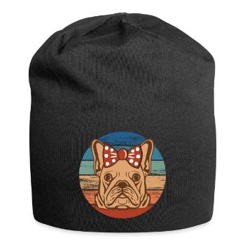 Französische Bulldogge Mädchen Hundekopf Rainbow - Jersey-Beanie - Schwarz - Vorne