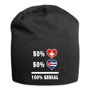 Kuba und Schweiz 100% Genial Flagge - Jersey-Beanie - Schwarz - Vorne