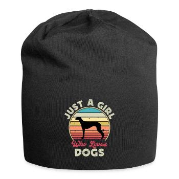 Old Croatian Sighthound Dog Silhouette Retro Sun - Jersey Beanie - black - Front