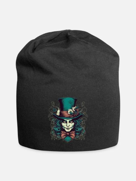 Creepy Hatter with Green Hair - Jersey Beanie - black