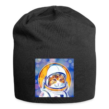 Astro-Katze - Jersey-Beanie - Schwarz - Vorne