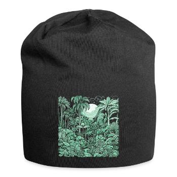 Jungle Motiv Hellgrün - Jersey-Beanie - Schwarz - Vorne