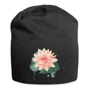 Graffiti de nénuphars avec nénuphar vert - Bonnet en jersey - noir - Devant