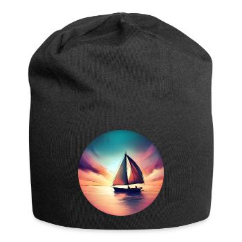Segelboot segelt in den Sonnenuntergang Schöne - Jersey-Beanie - Schwarz - Vorne