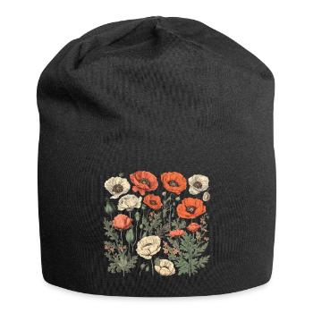 Wunderschönes Boho Mohn Herbarium Bouquet - Jersey-Beanie - Schwarz - Vorne