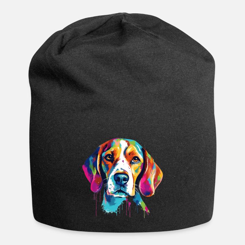 Bunter Beagle - Jersey-Beanie - Schwarz