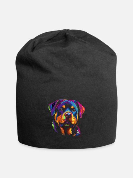 Farbenfroher Rottweiler - Jersey-Beanie - Schwarz