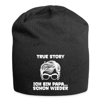 Schwanger Statement Familie Babyglück Elternteil - Jersey-Beanie - Schwarz - Vorne