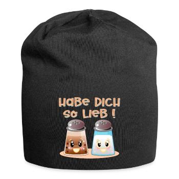 Habe Dich so lieb - Salz und Pfeffer - Jersey-Beanie - Schwarz - Vorne