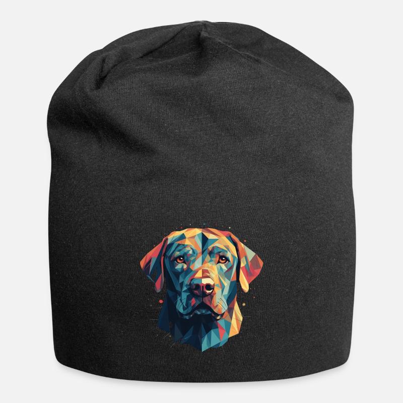 Buntes Labrador-Kunstdesign - Jersey-Beanie - Schwarz