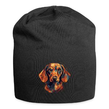 Colorful Dachshund art design - Jersey Beanie - black - Front