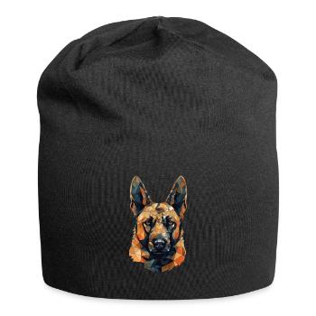 Buntes belgisches Malinois-Kunstdesign - Jersey-Beanie - Schwarz - Vorne