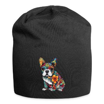 Colorful French-bulldog art design - Jersey Beanie - black - Front