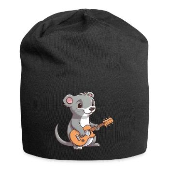 Cute mongoose playing guitar - Jersey Beanie - black - Front