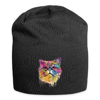 Bunte Exotisch Kurzhaar Katze - Jersey-Beanie - Schwarz - Vorne