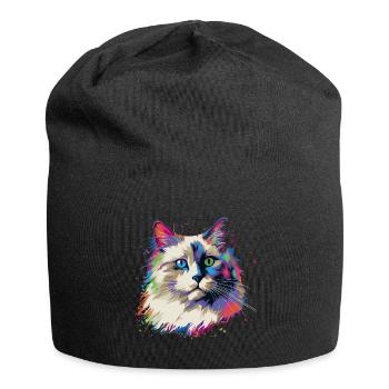 Bunte Ragdoll Katze - Jersey-Beanie - Schwarz - Vorne