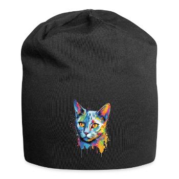 Colorful Russian-blue cat - Jersey Beanie - black - Front