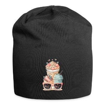 Kaffeebecher Sonnenbrille Topping - Jersey-Beanie - Schwarz - Vorne
