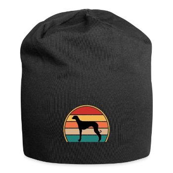Alte kroatische Windhundhund-Silhouette Retro-Sonne - Jersey-Beanie - Schwarz - Vorne