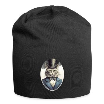 Katze im 1800 Jahre Stil Gekleidet Nobel Barock - Jersey-Beanie - Schwarz - Vorne