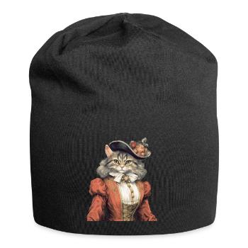 Katze im 1800 Jahre Stil Gekleidet Nobel Barock - Jersey-Beanie - Schwarz - Vorne