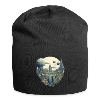 Futuristisch Leben auf Planeten - Jersey-Beanie - Schwarz - Vorne