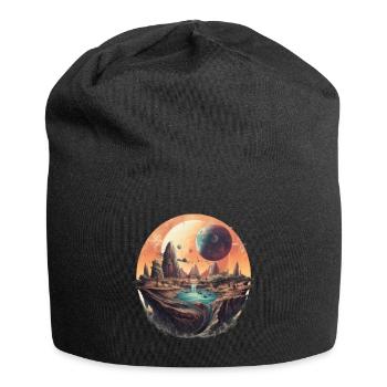 Futuristisch Leben auf Planeten - Jersey-Beanie - Schwarz - Vorne