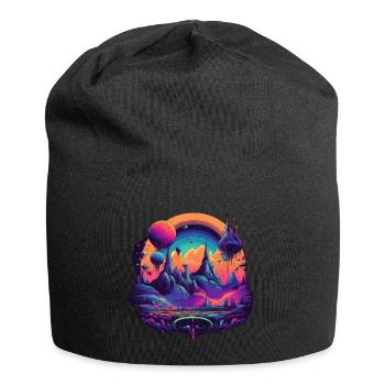 Futuristisch Leben auf Planeten - Jersey-Beanie - Schwarz - Vorne