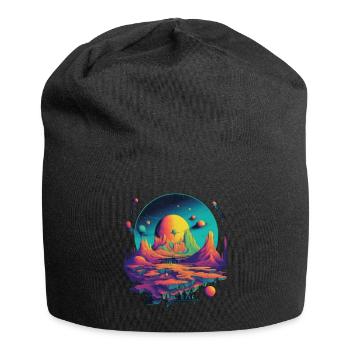Futuristisch Leben auf Planeten - Jersey-Beanie - Schwarz - Vorne
