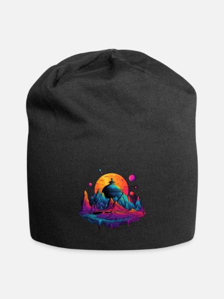Futuristisch Leben auf Planeten - Jersey-Beanie - Schwarz
