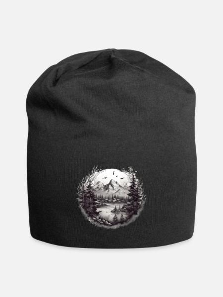 Nature Aventure Randonnée Camping Design - Bonnet en jersey - noir