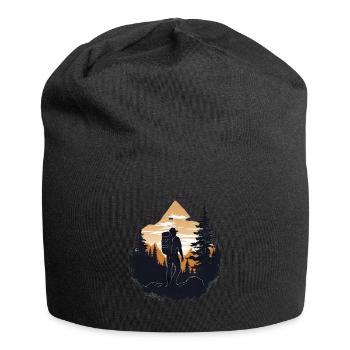 Wandern Berge Bäume Alpen - Jersey-Beanie - Schwarz - Vorne