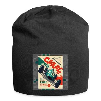 Retro Car Poster Vintage Car Old School - Jersey Beanie - black - Front