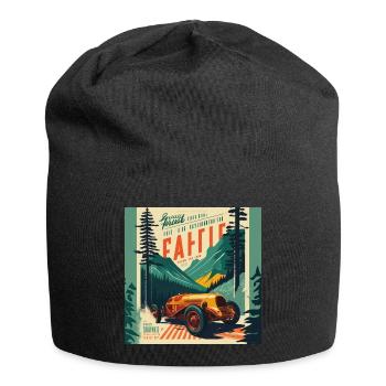 Retro Car Poster Vintage Car Old School - Jersey Beanie - black - Front