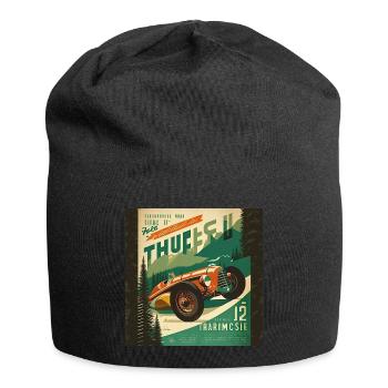 Retro Car Poster Vintage Car Old School - Jersey Beanie - black - Front