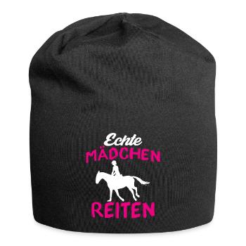 Echte mädchen reiten - Jersey-Beanie - Schwarz - Vorne