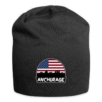 Anchorage Alaska USA Flagge Skyline Silhouette Trave - Jersey-Beanie - Schwarz - Vorne