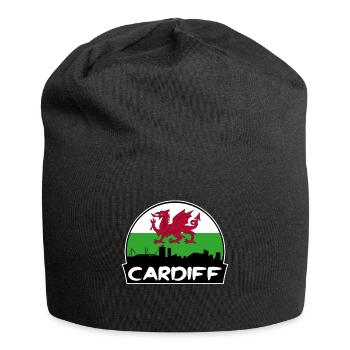 Cardiff Pays de Galles Flag Skyline Silhouette Voyage - Bonnet en jersey - noir - Devant