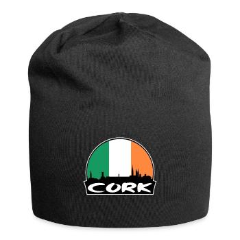 Cork Ireland Flag Skyline Silhouette Travel - Jersey Beanie - black - Front