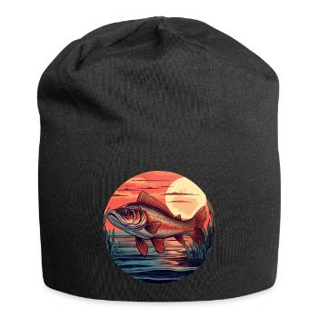 Trout at sunset Atmospheric design - Jersey Beanie - black - Front
