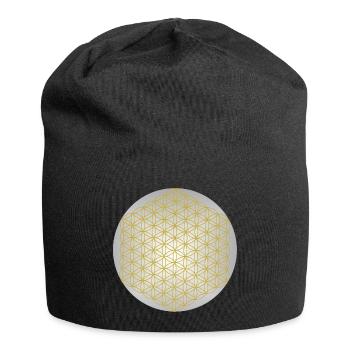 Fleur de Vie Or - 5ème Dimension - Mandala - Bonnet en jersey - noir - Devant