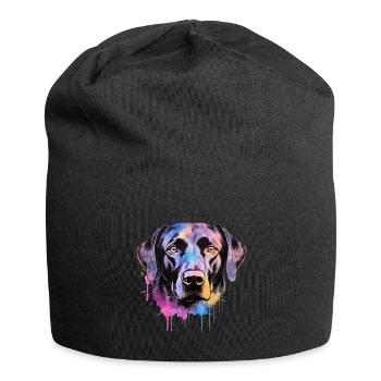 Ein farbenfroher Labrador im Watercolor Style - Jersey-Beanie - Schwarz - Vorne
