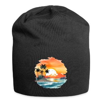 Einfach nur Sommer, Sonne und Strand - Jersey-Beanie - Schwarz - Vorne