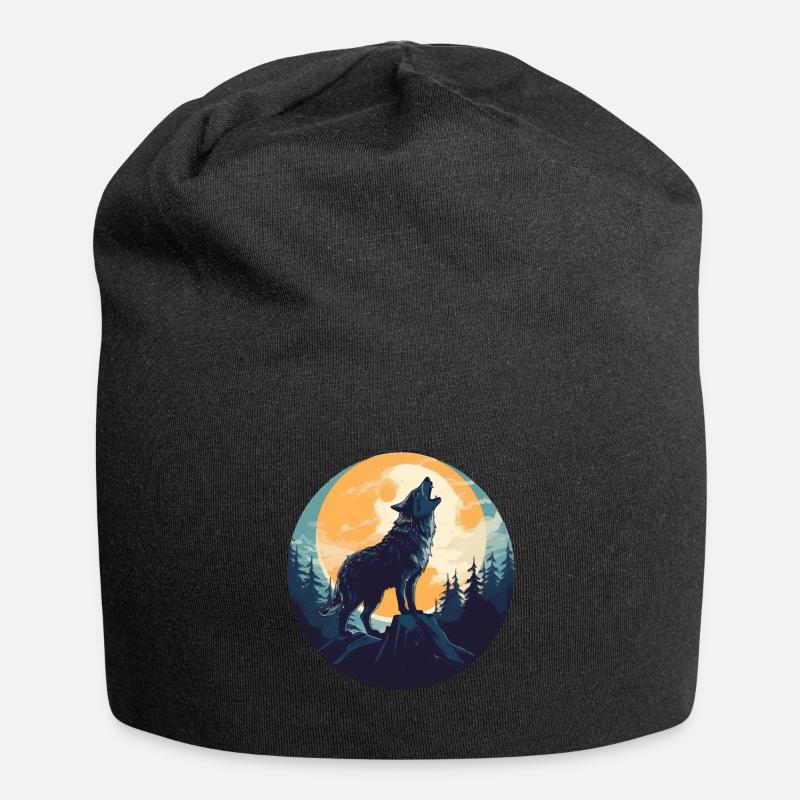 Wolf - Jersey Beanie - black