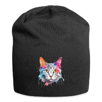 Ein farbenfroher persischer Kater - Jersey-Beanie - Schwarz - Vorne