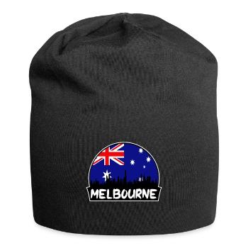 Melbourne Australie Drapeau Skyline Silhouette Voyage - Bonnet en jersey - noir - Devant