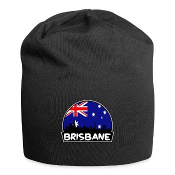 Brisbane Australia Flag Skyline Silhouette Travel - Jersey Beanie - black - Front